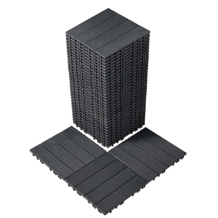 Interlocking Deck Tiles, 36-Pack, 36 Sq Ft, Dark Grey