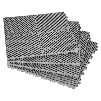 Interlocking Drainage Floor Tiles, 24-Pack 15.7in Gray
