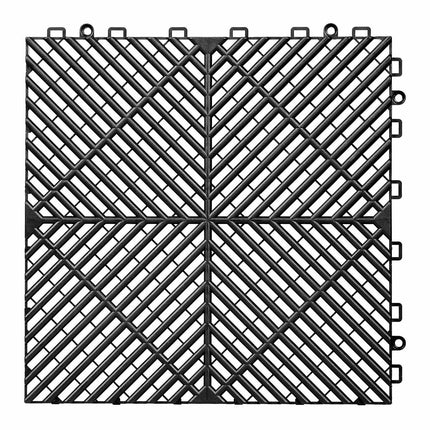 Interlocking Drainage Floor Tiles, 31 cm, 12 Pack, Black
