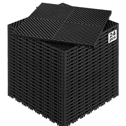 Interlocking Drainage Mat Tiles, 24-Pack, 15.7 in PP