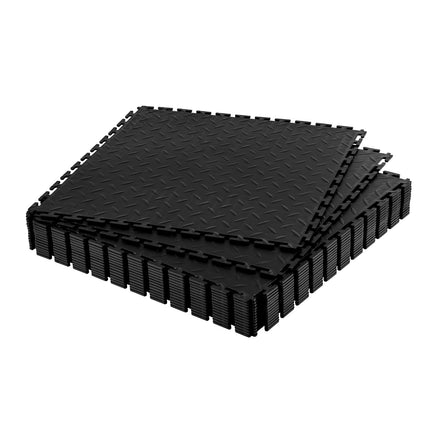 Interlocking Garage Floor Tiles, 16-Pack PVC, Slip-Resistant, Black