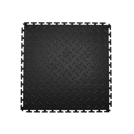 Interlocking Garage Floor Tiles, 8-Pack PVC, Black