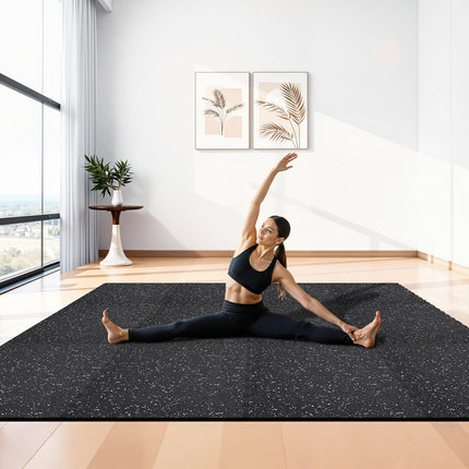Interlocking Gym Floor Mats Set, 12 Pcs, 24x24x0.4 in