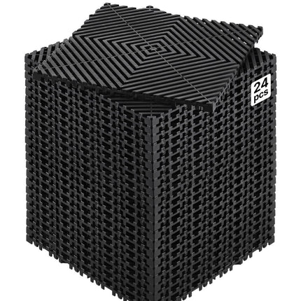 Interlocking PP Drainage Floor Tiles, 12x12 in, 24 Pack