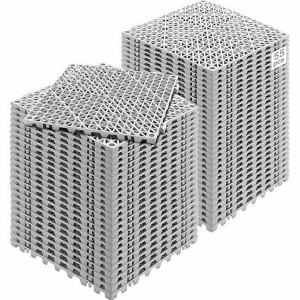 Interlocking PVC Drainage Floor Tiles, 55 Pack, Gray