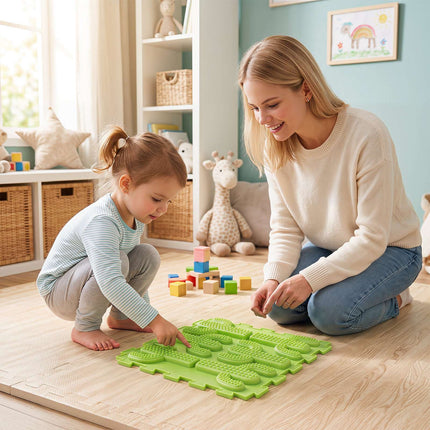 Interlocking Sensory Mats, 6 PCS, Multi-Colored TPE, 12"x12"