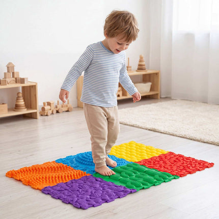Interlocking Sensory Mats, 6 PCS, Multicolor, TPE, 12"x12"