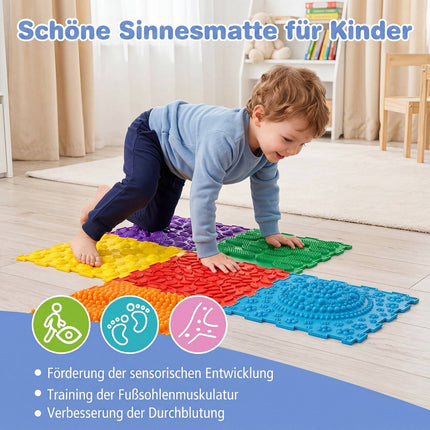 Interlocking Sensory Mats, 6 PCS, Multicolor, TPE, 12"x12"