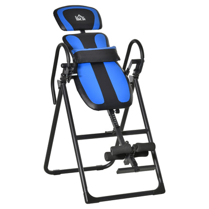 Folding inversion bench with wheels, adjustable cushion