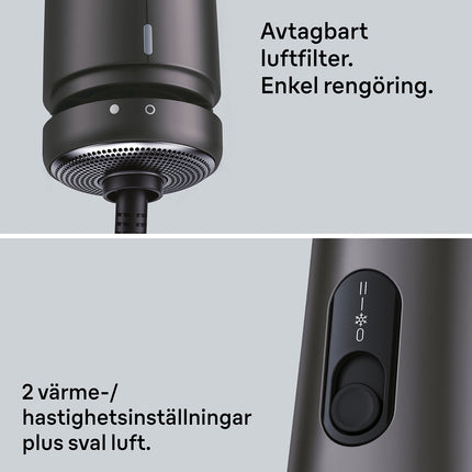 Ionic Hot Air Brush Styler 800W, 2 Attachments
