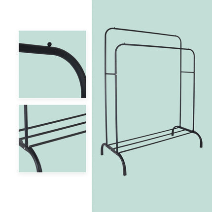 Iron Coat Rack with 2 Bars and Shelf