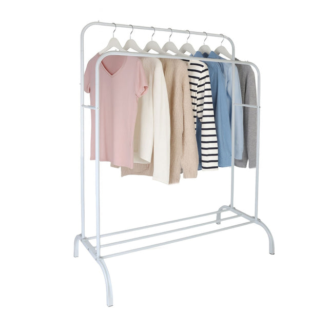 Iron Coat Rack with 2 Bars and Shelf