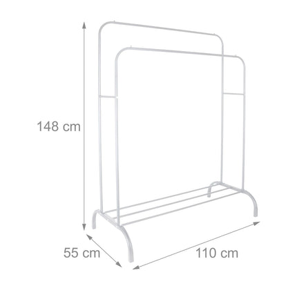 Iron Coat Rack with 2 Bars and Shelf