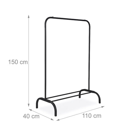 Iron Coat Rack with Clothes Rail and Shelf