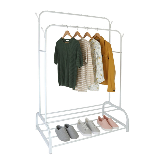Iron Double Wardrobe with 2 Rods and Shelves