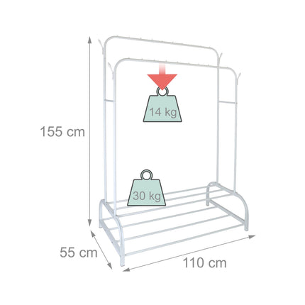 Iron Double Wardrobe with 2 Rods and Shelves