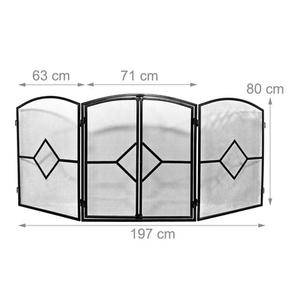 Iron Fireplace Screen, 3-Piece with Door