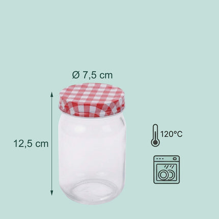 Jam Jars, 400 ml Glass Set With Airtight Twist-Off Lids