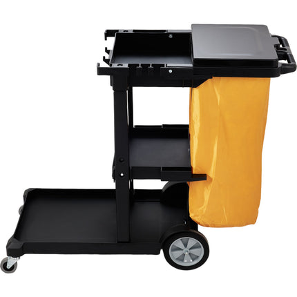 Janitorial Cleaning Cart, 3-Shelf, 200 lb, 25 Gal Bag