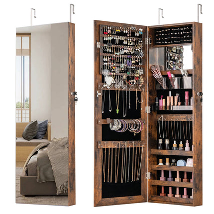 Jewelry Armoire, 110 cm Full-Length Mirror, Lockable
