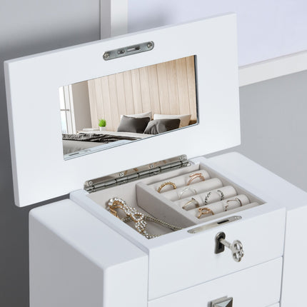 Jewelery cabinet with drawers, white, 25x14x34.5cm