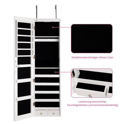 Jewelry Cabinet with LED Mirror, Black/White, 120x35.5x10 cm