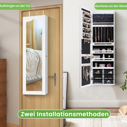 Jewelry cabinet hanging storage cabinet with LED lighting 36.5 x 11.5 x 120 cm white