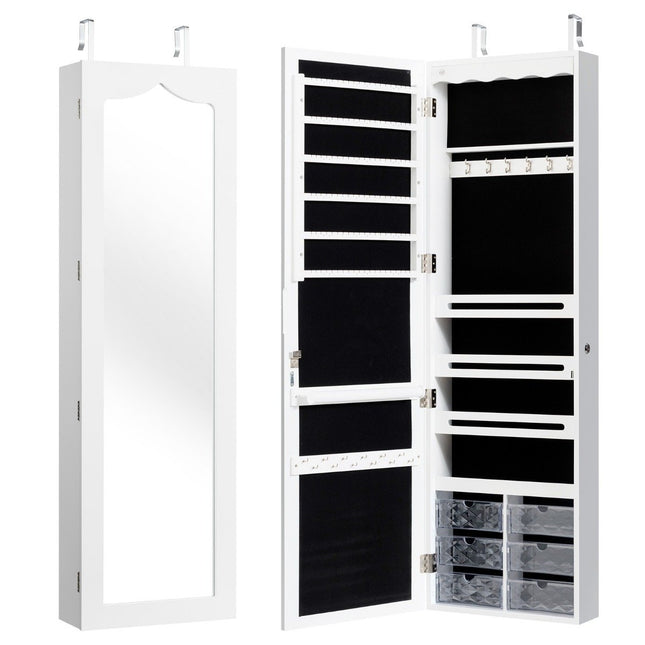 Jewelry cabinet hanging storage cabinet with LED lighting 36.5 x 11.5 x 120 cm white