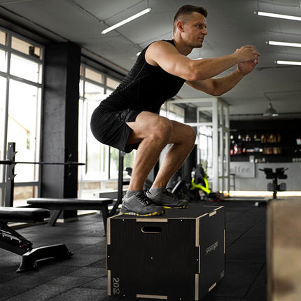 Plyometric Jump Box - 3 in 1 wooden platform with handles