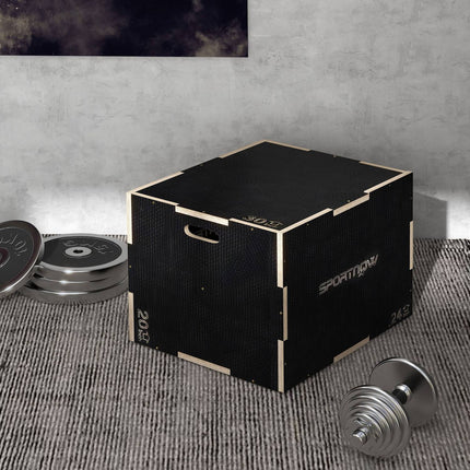 Plyometric Jump Box - 3 in 1 wooden platform with handles