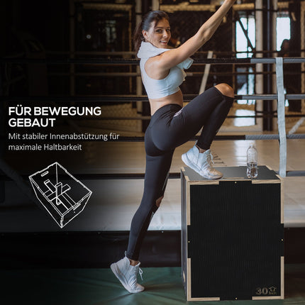 Plyometric Jump Box - 3 in 1 wooden platform with handles