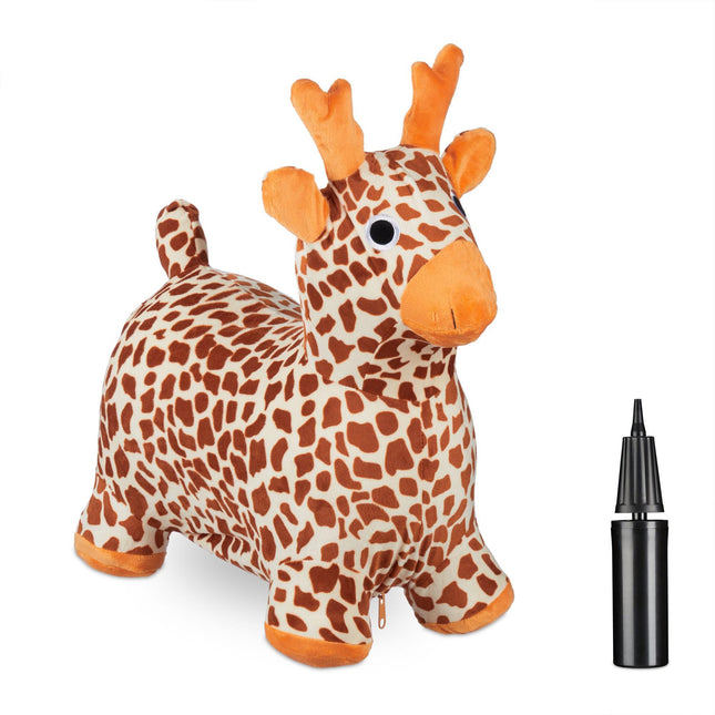 Jumping animal giraffe with cap