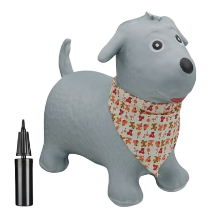 Jumping dog with scarf