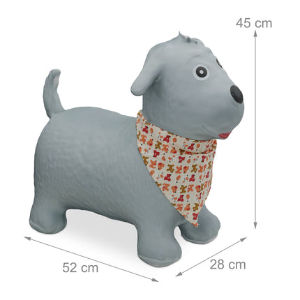 Jumping dog with scarf