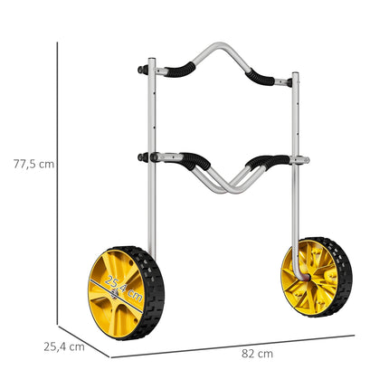 Adjustable kayak trailer with tension strap, aluminum