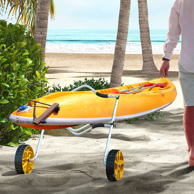 Adjustable kayak trailer with tension strap, aluminum