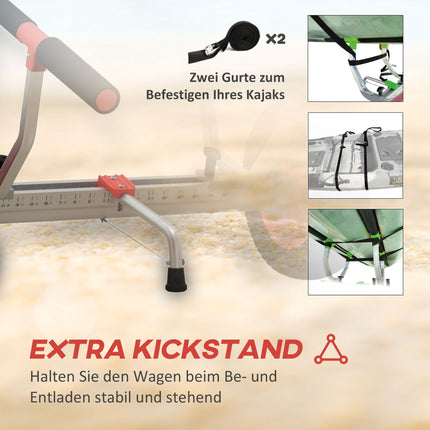 Kayak Cart with Adjustable Width, Large Wheels, Aluminum Frame