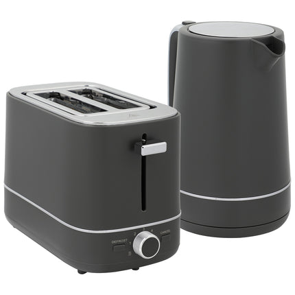 Kettle & Toaster Set, 1.7L, 6 Browning Levels, Gray