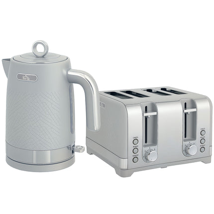Kettle and Toaster Set, 1.7L 2200W Fast Boil, 4-Slice Toaster