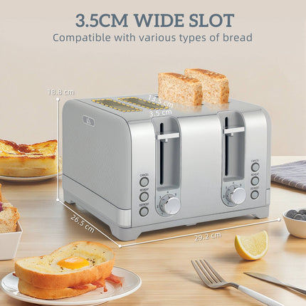 Kettle and Toaster Set, 1.7L 2200W Fast Boil, 4-Slice Toaster