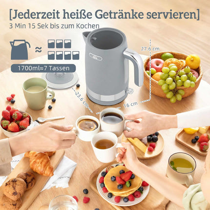 Kettle and Toaster Set, 1.7L 2200W Fast Boil, 4-Slice Toaster