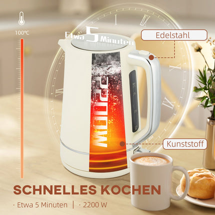 Kettle and Toaster Set, 1.7L, 6 Browning Levels, Beige