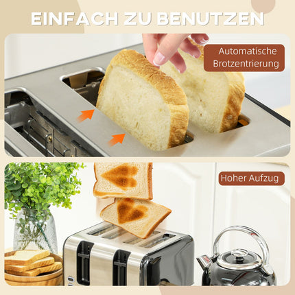 Kettle and Toaster Set, 7 Browning Levels, 1.7L, Black