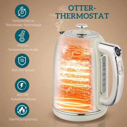 Kettle and Toaster Set, LED Display, 1.7L, 2200W, Grey