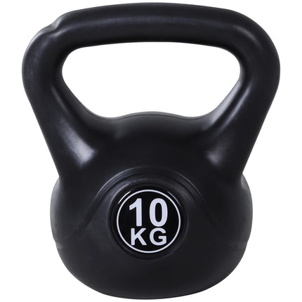 Kettlebell 10kg, Sand-Filled, Black, Beginner-Friendly