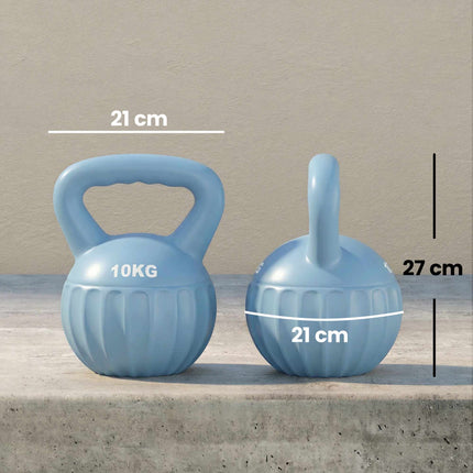 Kettlebell 10 kg, Sand-Filled, Non-Slip Grip, Blue
