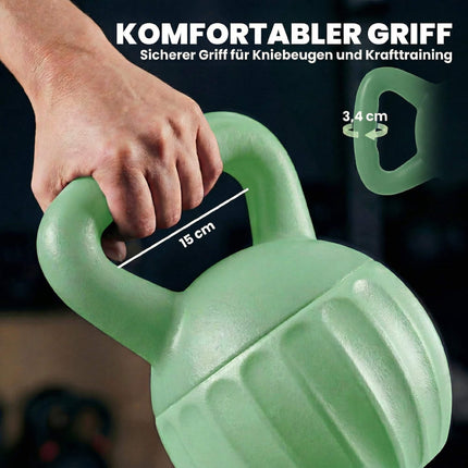 Kettlebell 10kg Sand-Filled, Non-Slip Grip, Green