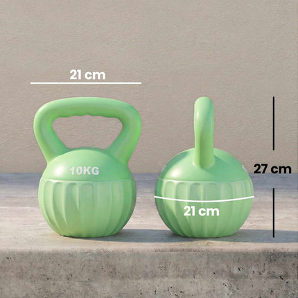 Kettlebell 10kg Sand-Filled, Non-Slip Grip, Green