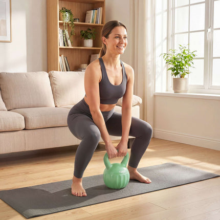 Kettlebell 10kg Sand-Filled, Non-Slip Grip, Green