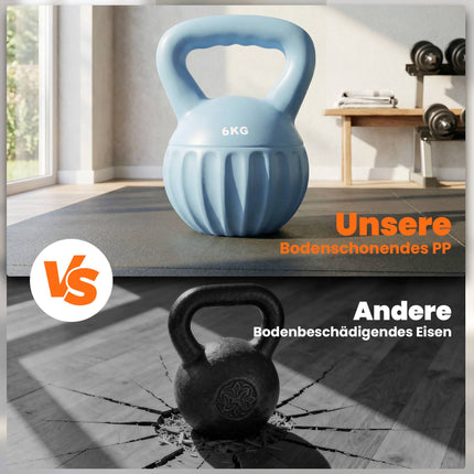Kettlebell 6kg Sand-Filled, Non-Slip Grip, Blue